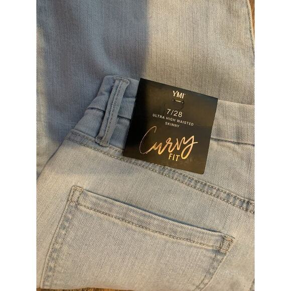 YMI Womens Curvy Fit Ultra High Rise Skinny Light Blue Jeans Size 7/28‎ - Picture 8 of 12